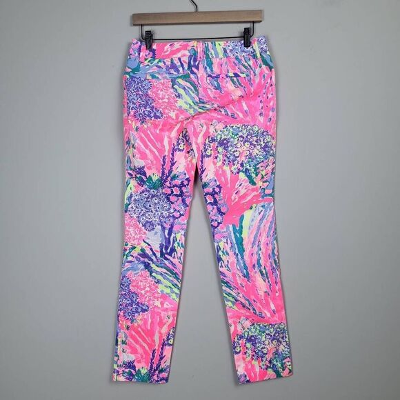 Lilly Pulitzer Womens Chino Pants Rainbow Soleil Callahan Pink Size 2 Colorful - Picture 2 of 8